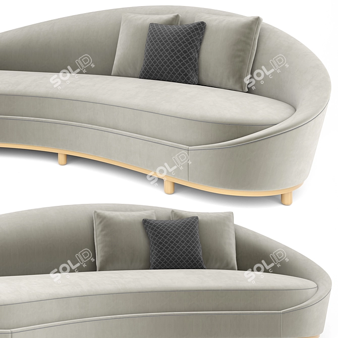 Elegant Curve Sofa Set 3D model image 8