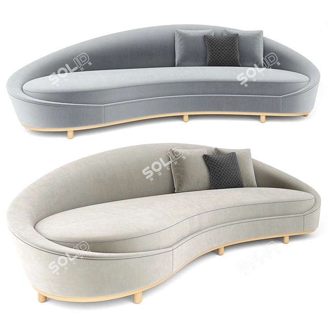 Elegant Curve Sofa Set 3D model image 11