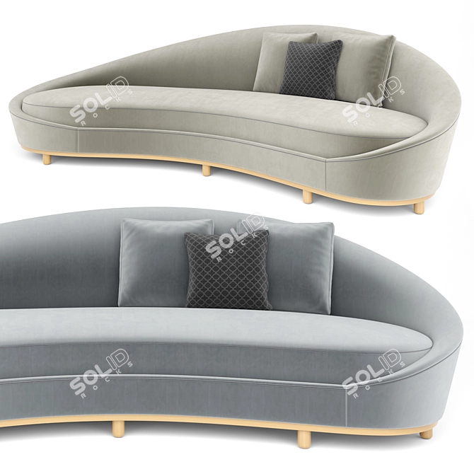 Elegant Curve Sofa Set 3D model image 13