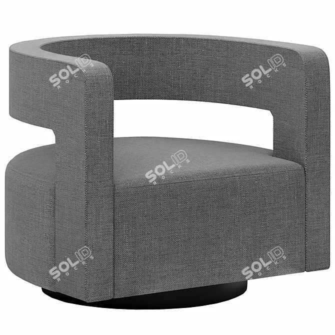 Swivel Cutaway Velvet Armchair 3D model image 2