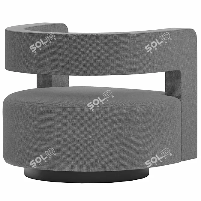 Swivel Cutaway Velvet Armchair 3D model image 3