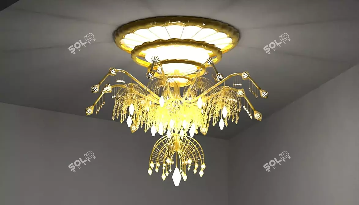 Sleek Tech Chandelier 3D model image 2