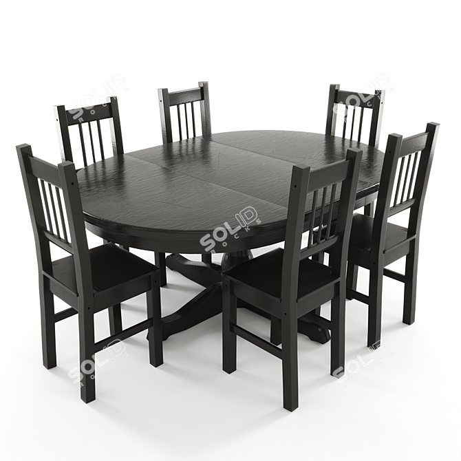 INGATORP Extendable Table & STEFAN Chairs 3D model image 5