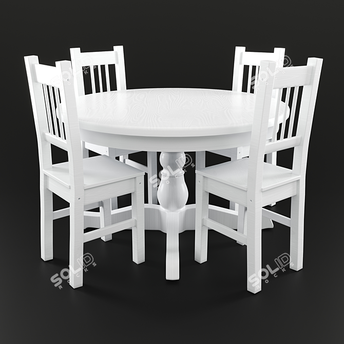 INGATORP Extendable Table & STEFAN Chairs 3D model image 6