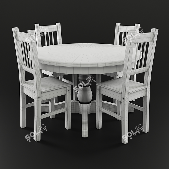 INGATORP Extendable Table & STEFAN Chairs 3D model image 7