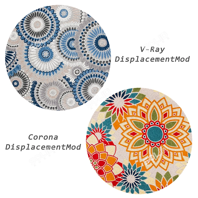 Round Rug Set: 6 Styles for Different Perspectives 3D model image 2