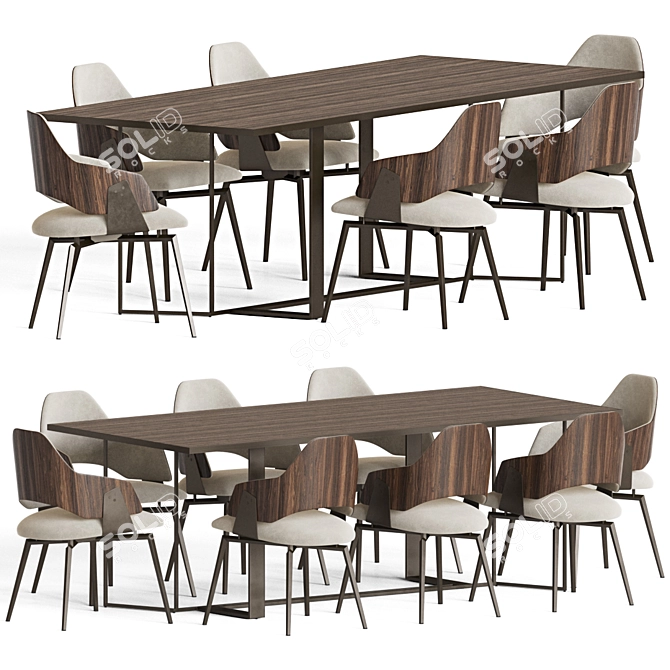 Modern 111 Dining Set: Stylish, Durable, Versatile 3D model image 2