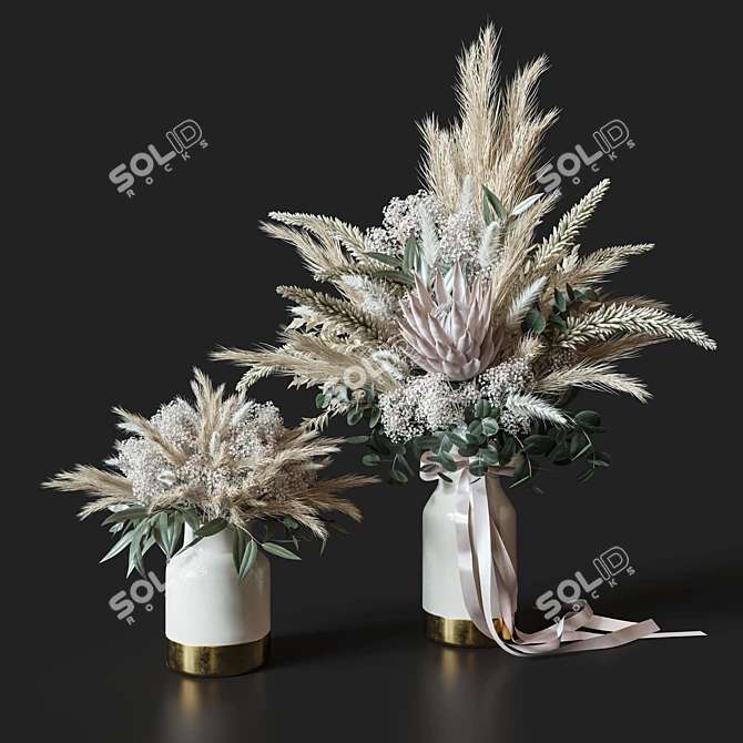 Elegance in Bloom: Dried Flower Set 3D model image 1