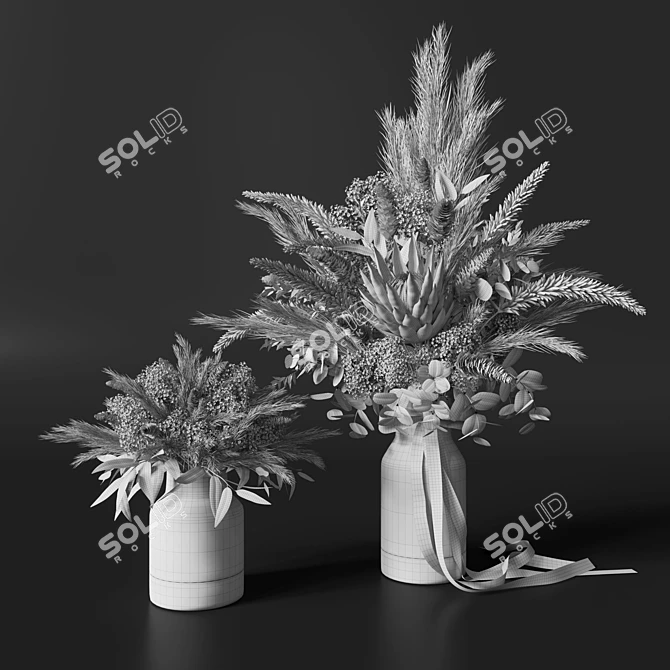 Elegance in Bloom: Dried Flower Set 3D model image 4