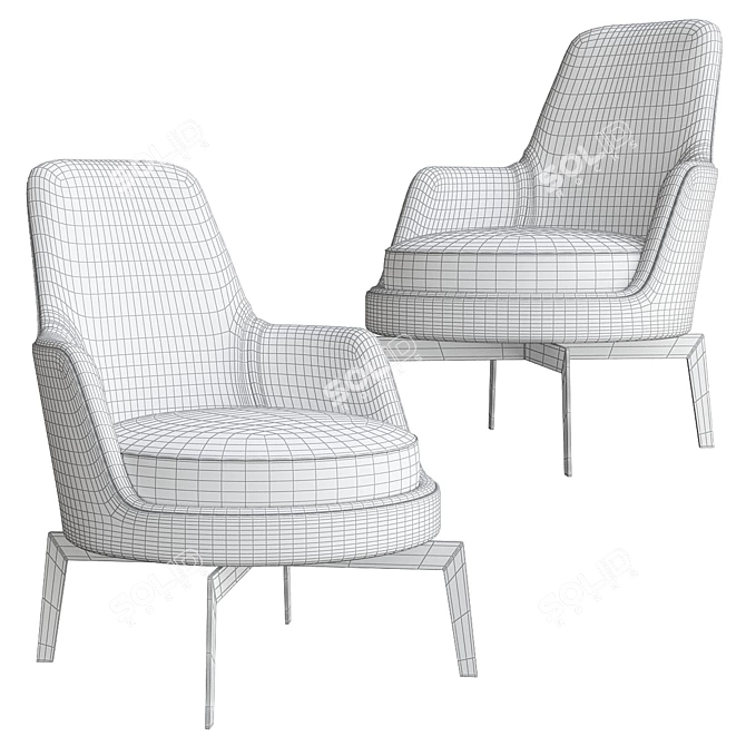 CozyShell Armchair 3D model image 2