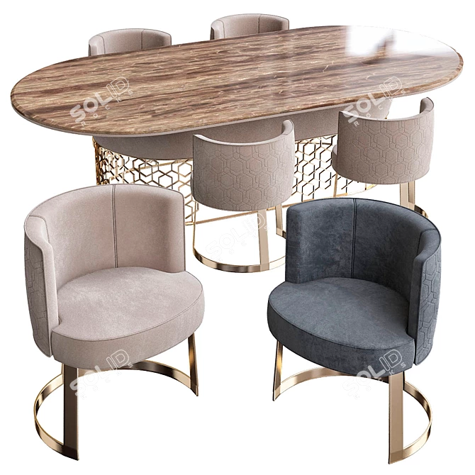 Elegant Clairmont Dining Table 3D model image 1