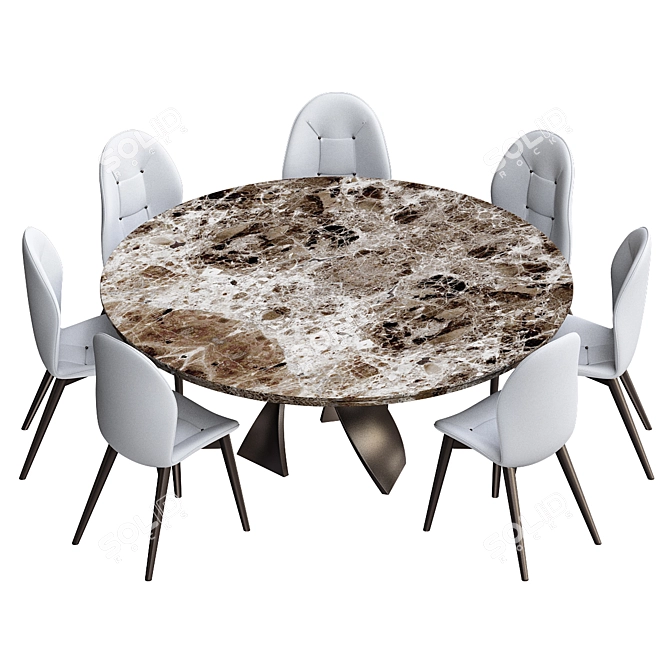 Elegant Eliseo Dining Table 3D model image 1