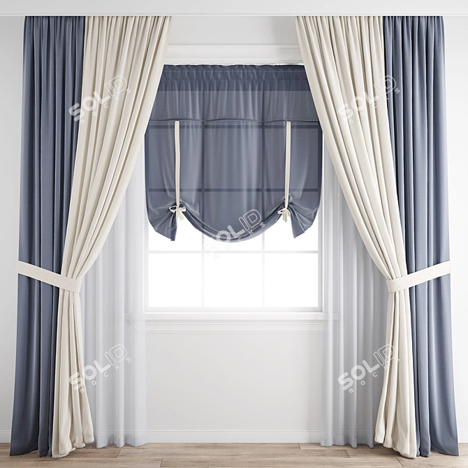 Polygonal Curtain Model: 3DS Max, OBJ & Texture 3D model image 1