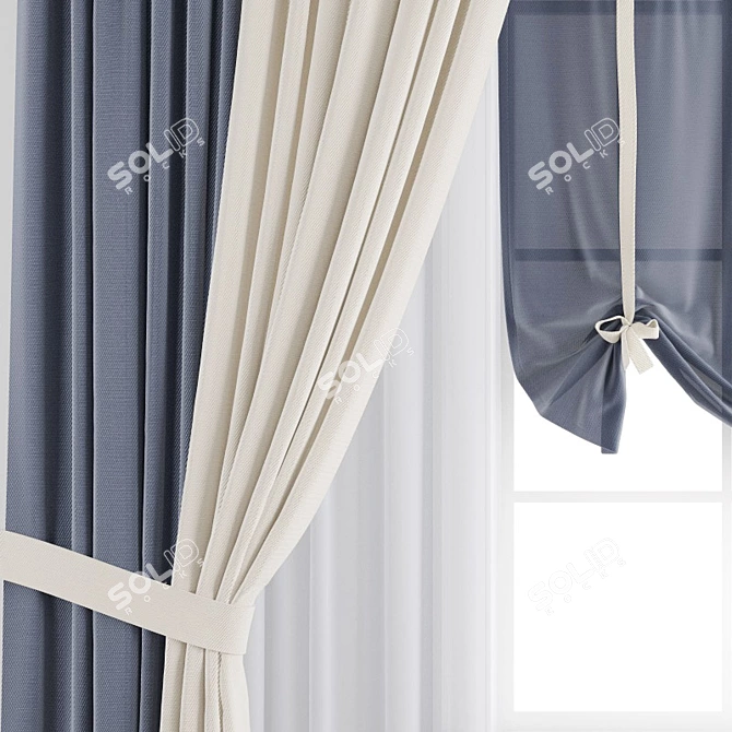 Polygonal Curtain Model: 3DS Max, OBJ & Texture 3D model image 2