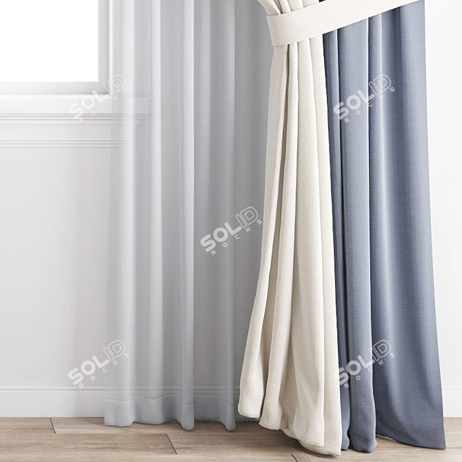 Polygonal Curtain Model: 3DS Max, OBJ & Texture 3D model image 5