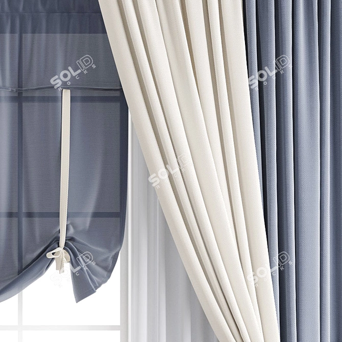 Polygonal Curtain Model: 3DS Max, OBJ & Texture 3D model image 6