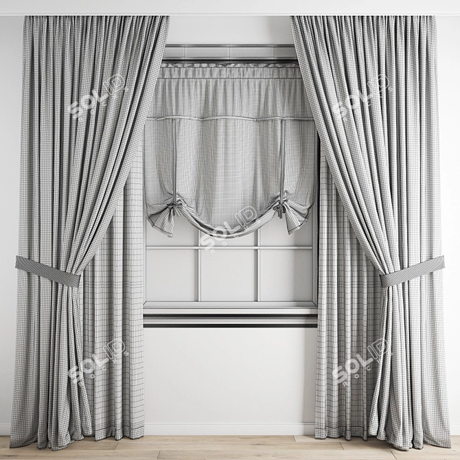 Polygonal Curtain Model: 3DS Max, OBJ & Texture 3D model image 7