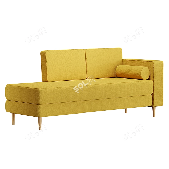 Velvet Yellow Couch: The Epitome of Comfort 3D model image 1