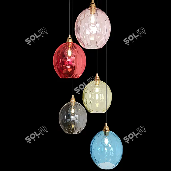 Ilaria Cluster Light: Vibrant Glass & Brass 3D model image 2