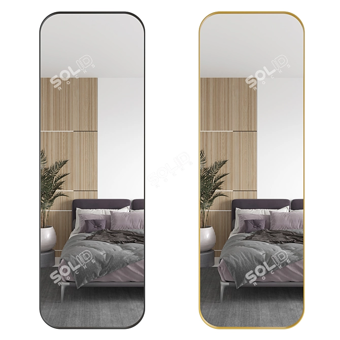 Sleek Framed Mirror 3D model image 1