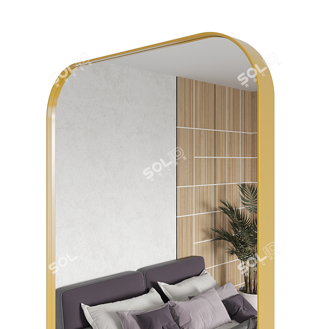 Sleek Framed Mirror 3D model image 4