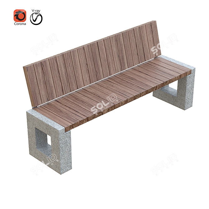 Arena Park Bench Set 3D model image 2