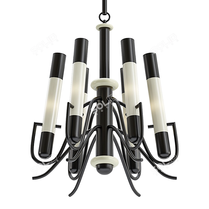 Italian Brutalist Brass Chandelier 3D model image 1