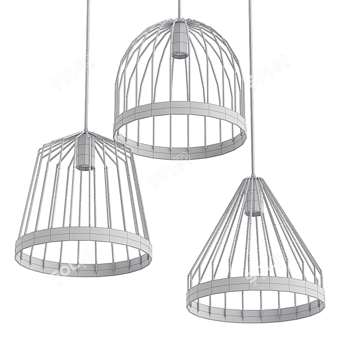 Modern Florentine Bird Cage Pendant 3D model image 2