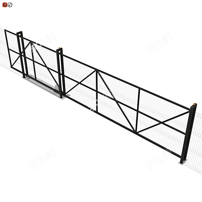 Industrial Sliding Mesh Gates 3D model image 2