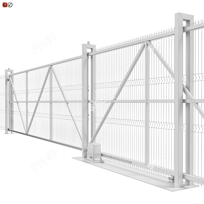 Industrial Sliding Mesh Gates 3D model image 4