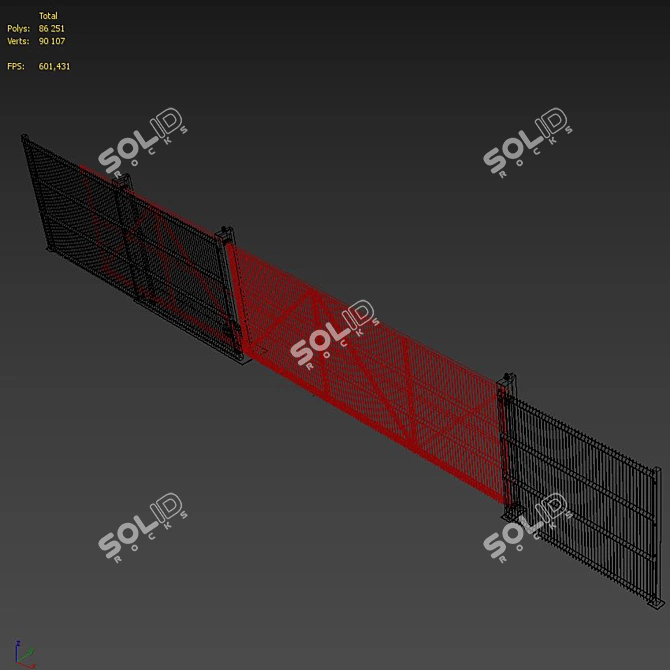 Industrial Sliding Mesh Gates 3D model image 5