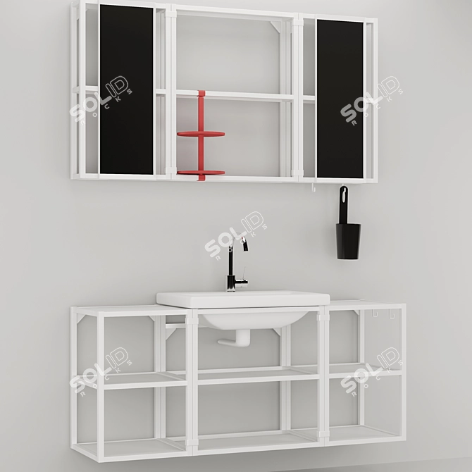 Title: Modern Bathroom Furniture Set 3D model image 2