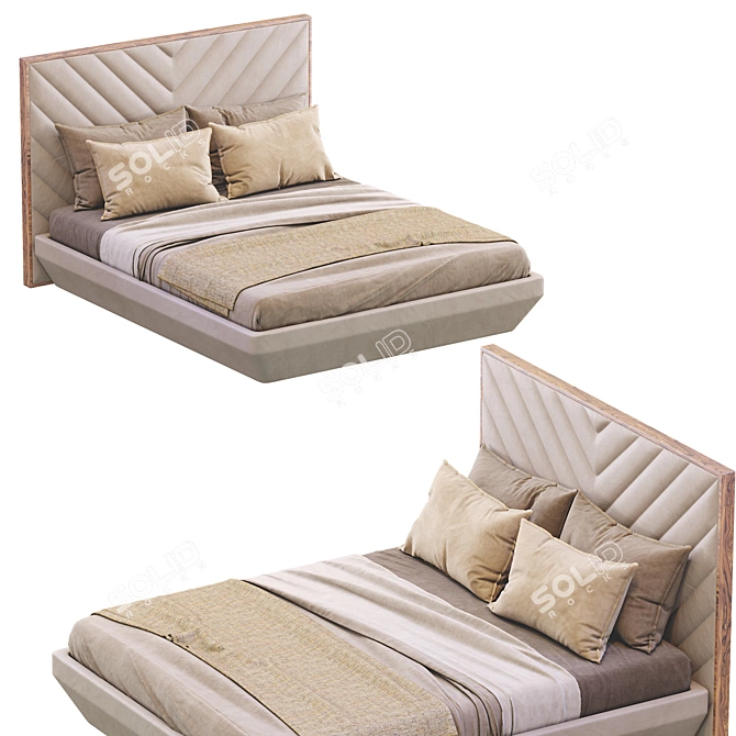 Sleek Leather Bed 3D model image 3