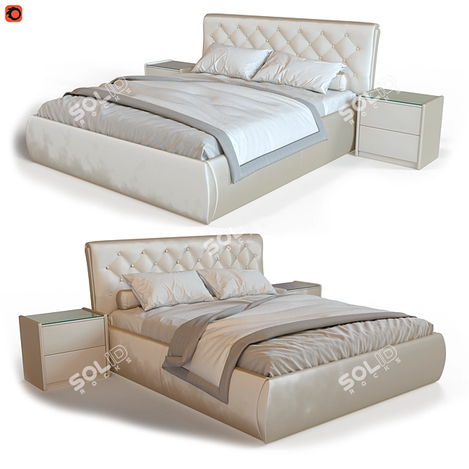 Elba Mebel Helma Bed with TM-250 Nightstands 3D model image 1