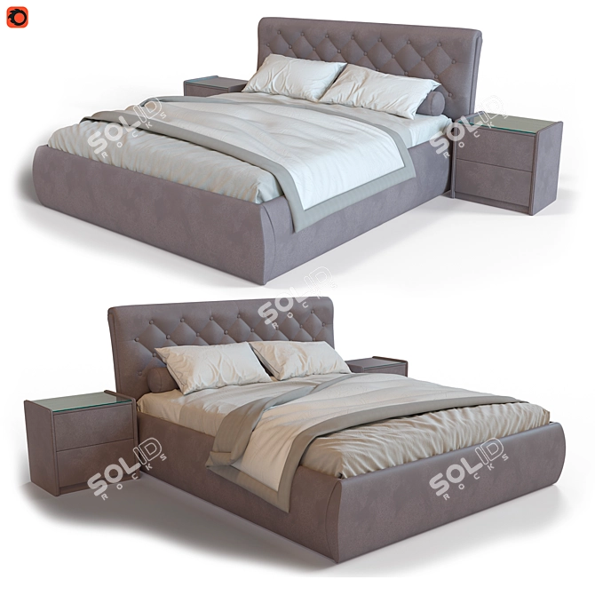 Elba Mebel Helma Bed with TM-250 Nightstands 3D model image 3