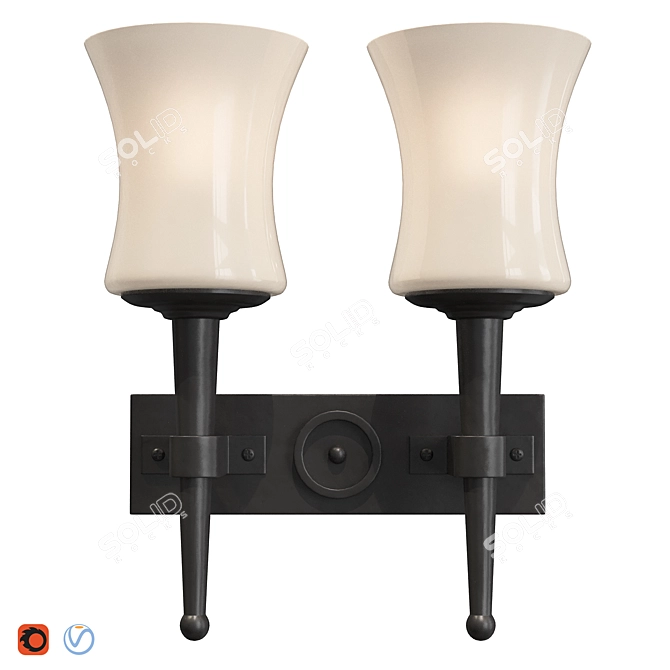 2-Lamp Wall Light: Stylish and Modern 3D model image 1