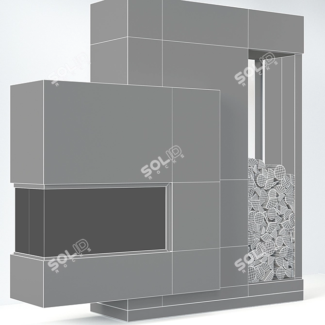 Modern Fireplace with Wood Storage 3D model image 4