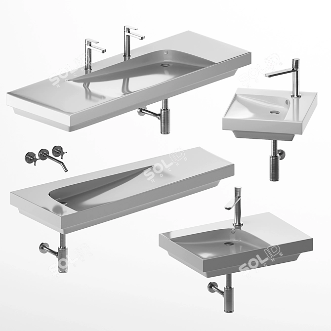 Grandangolo Set - Sleek and Stylish Bathroom Sink Collection 3D model image 1