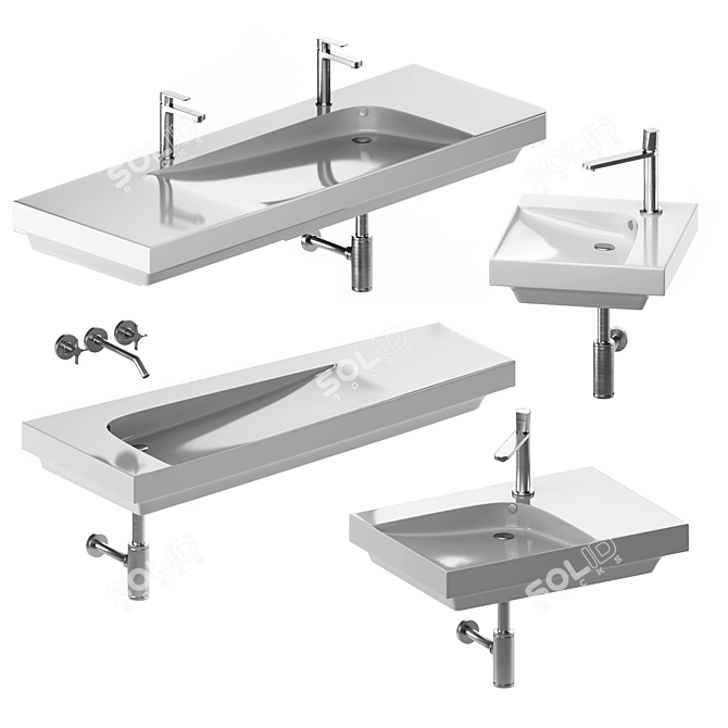 Grandangolo Set - Sleek and Stylish Bathroom Sink Collection 3D model image 3