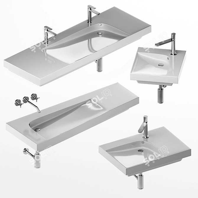 Grandangolo Set - Sleek and Stylish Bathroom Sink Collection 3D model image 5