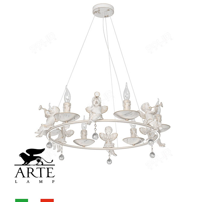 ARTE Lamp AMUR A1133SP-6WG: Elegant White and Gold Chandelier 3D model image 1