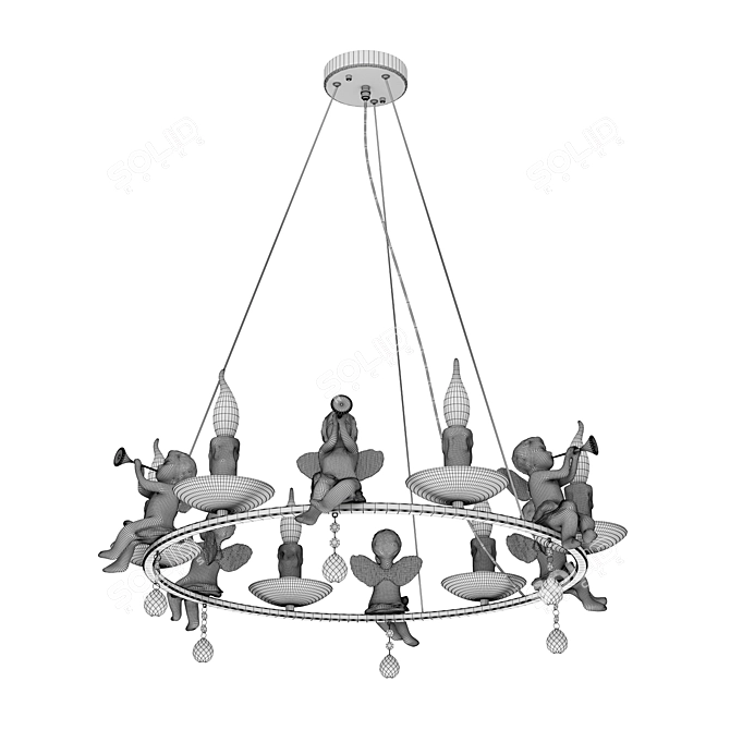 ARTE Lamp AMUR A1133SP-6WG: Elegant White and Gold Chandelier 3D model image 3