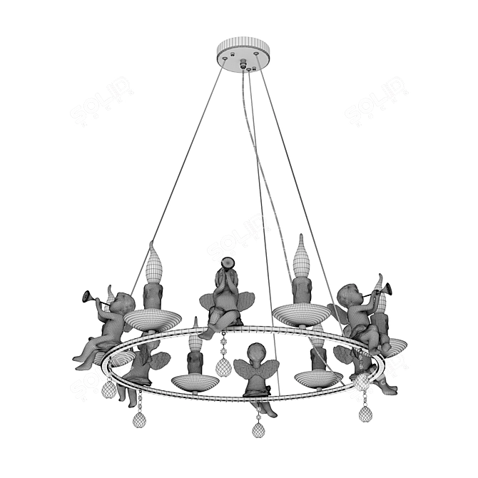 ARTE Lamp AMUR A1133SP-6WG: Elegant White and Gold Chandelier 3D model image 6