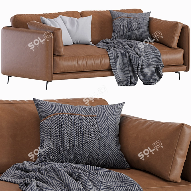 Krisby Leather Sofa: Stylish and Modern 3D model image 1