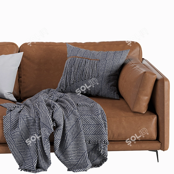 Krisby Leather Sofa: Stylish and Modern 3D model image 2