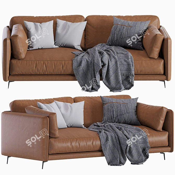 Krisby Leather Sofa: Stylish and Modern 3D model image 3