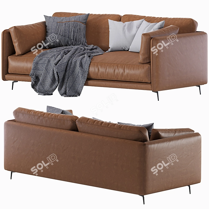 Krisby Leather Sofa: Stylish and Modern 3D model image 6