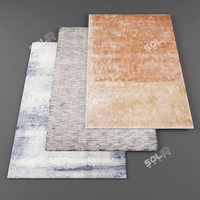 High-Res Random Rug Set - 5 Textured Pieces 3D model image 1