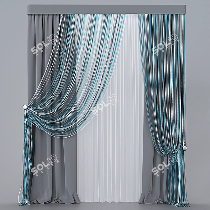 Elegant Curtain Collection 3D model image 3