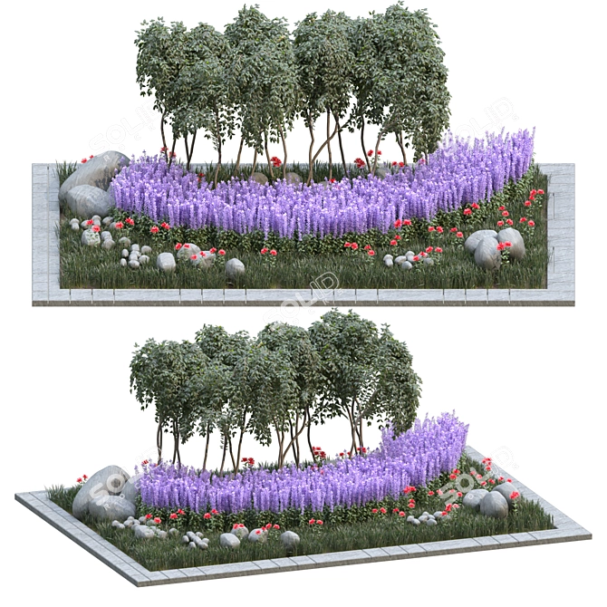 Square Garden Outdoor Plant: Beautiful, Realistic, and Easy to Use 3D model image 1